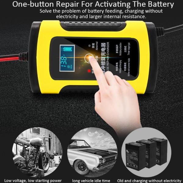 LCD Touch Screen 12V 8A 24V 4A Battery Charger for Car Motorcycle Lead Acid Battery