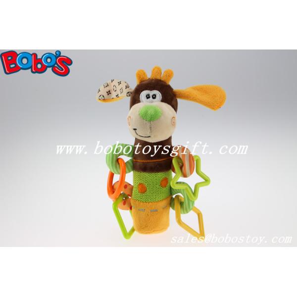 Colorful Plush Funny Dog Infant Toy Baby Stick Educational Toys With Plactic Accessory