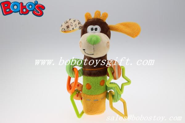 Colorful Plush Funny Dog Infant Toy Baby Stick Educational Toys With Plactic Accessory