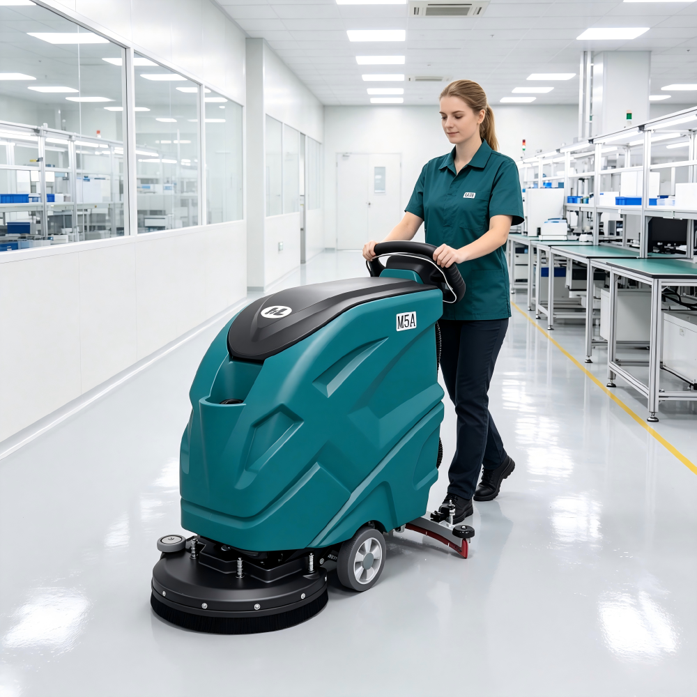 CE Approved Walk Behind Industrial Floor Scrubber Machine High Cleaning Rate Floor Washer for Large Area Sites