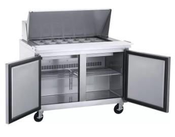 R290a Stainless Steel Fridge Freezer , 420L Sandwich Prep Table Refrigerator