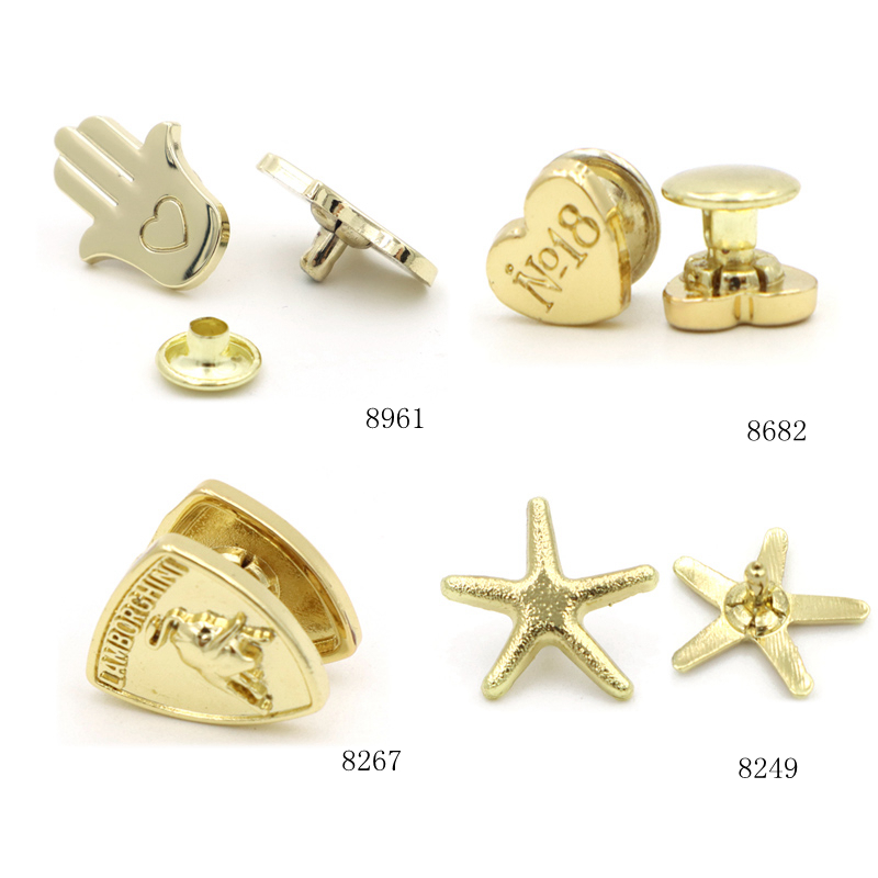 Quality Gold Plated Metal Logo Rivet Customized Cap Rivet Stud for Leather Strap Bag Accessories