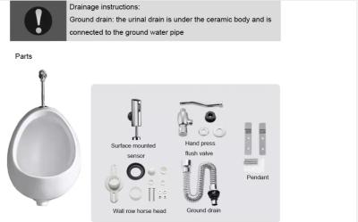 Children'S Men Urinal Toilet Hand Mounted White Gravity Flushing