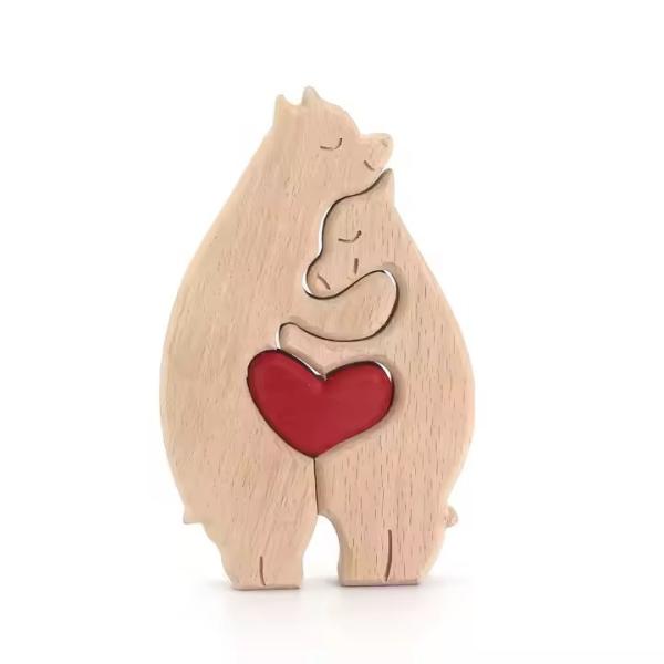 wooden Bear Family Wooden Puzzle Chinese Factory-Made  Fun Wooden Toy and  Chic Home Decoration