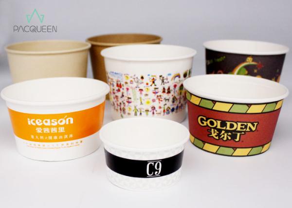 PE Paper Ice Cream Cup Containers Colorful Design Double Sided Food Safe Grade