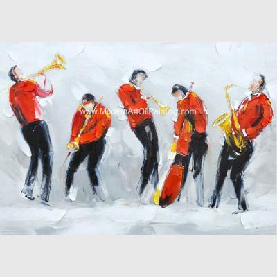 Grande tela contemporânea do poliéster dos povos da música das pinturas a óleo para a decoração da parede da sala de visitas