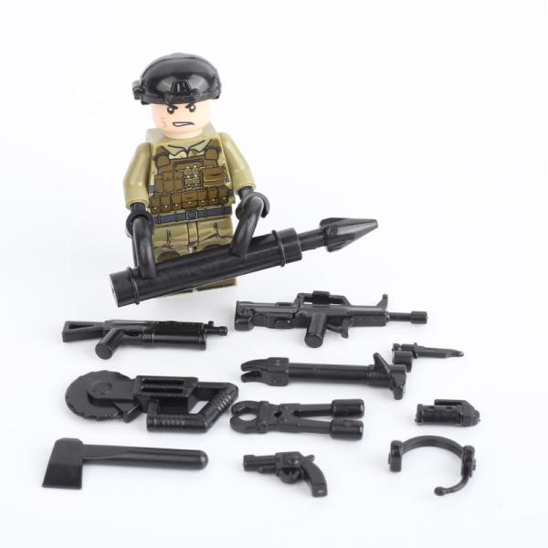 MOC city accessories ww2 guard soldier army bricks swat team military weapons guns building block