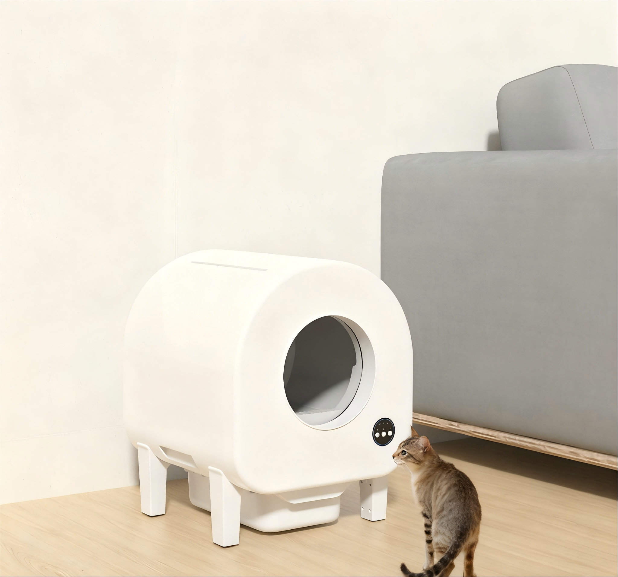 Smart Plastic Cat Litter Box Enclosed Automatic Cleaning Eco-Friendly Remote Control Odor Control