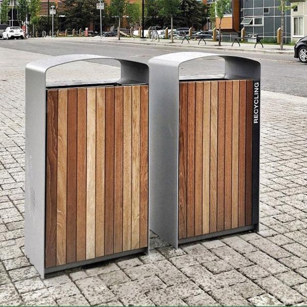 Modern H1055mm 38L Wooden Recycling Bin For Public