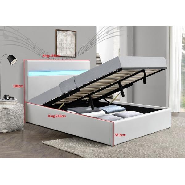 Задавленный серый цвет кровати хранения подъема газа бархата современный обитый со светом СИД