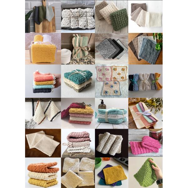 Y-F Kitchen Crochet Wash Cloth 100% Cotton Eco Friendly 3pk 9x9 Knitted Wash Dish Cloths