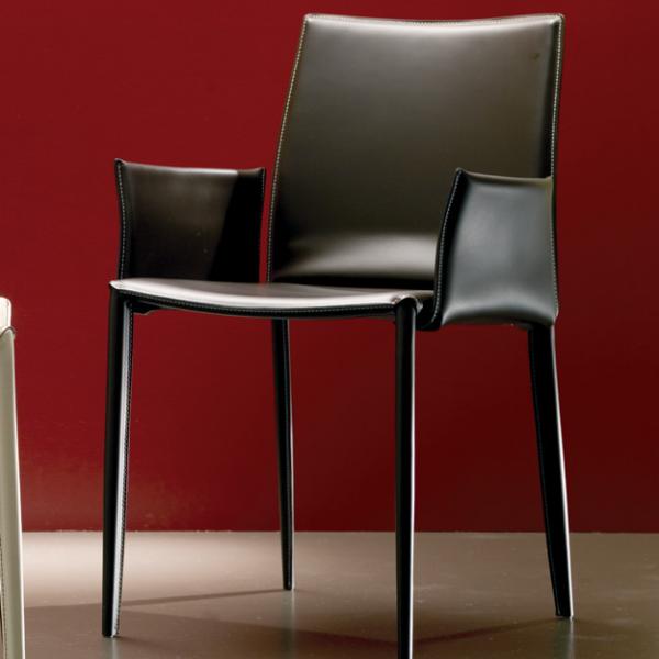 Bontempi Linda Fiberglass Dining Chair With Futuristic Concept Armrest Designed