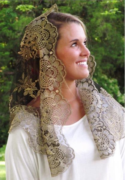 Khaki  Ivory Authentic Spanish Floral Mantillas Mesh Based Embroidery veils