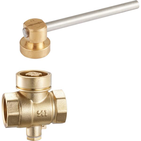 1202 straight type Magnetic Lockable Brass Ball Valve with bottom outlet for Meter and Neck for 12-C6 Mech. Lock Cover