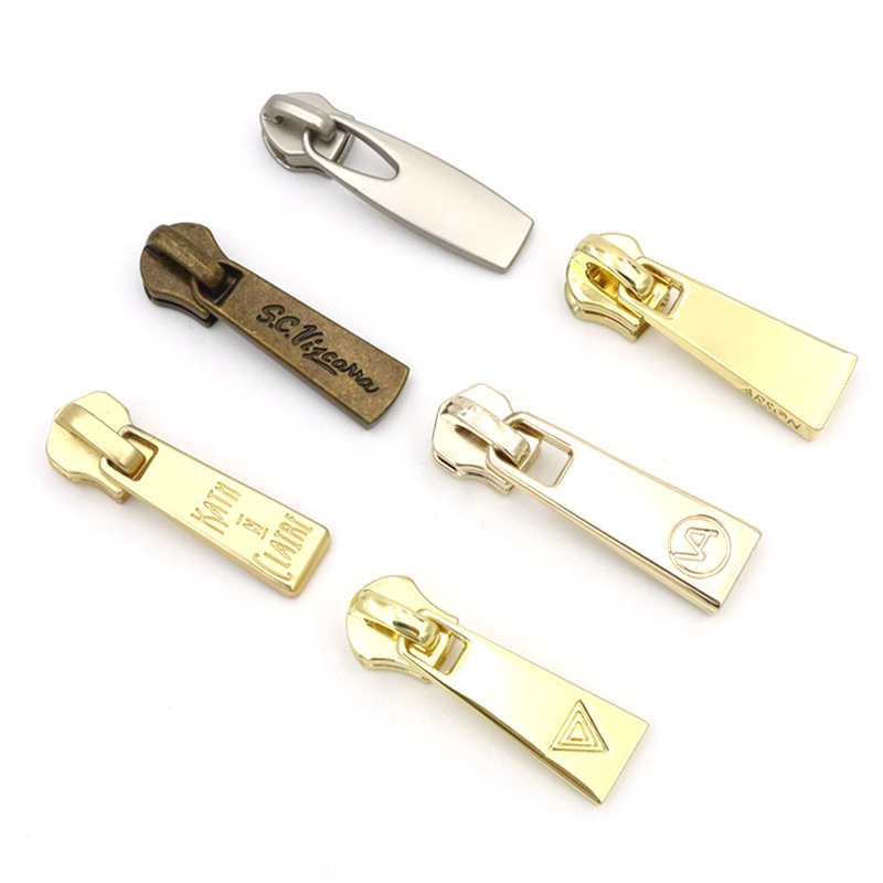 Custom Engraved Logo Metal Zipper Puller, Gold Oval Embossed Decorative Zipper Pull Tab, Premium Metal Zipper Slider Hardware Accessories for Handbags, Purses & Luggage