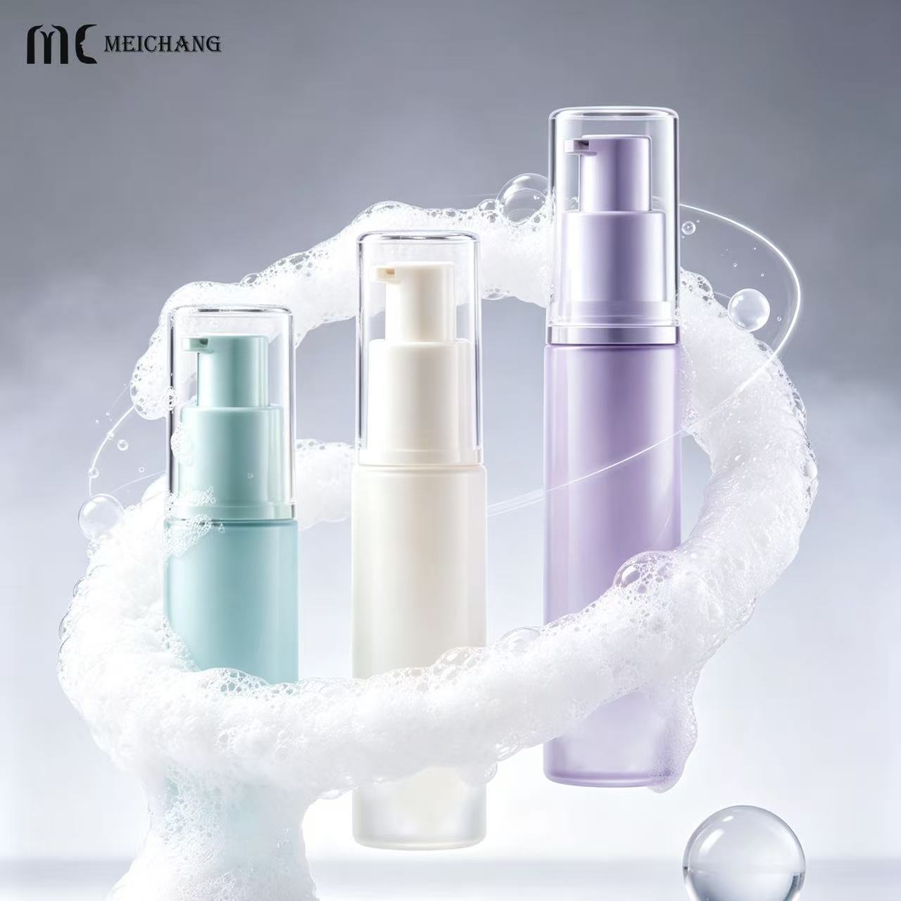 40ml 50ml 60ml PP Airless Foaming Pump Bottle for Travel-Size Facial Cleanser Packaging（MC-1804）