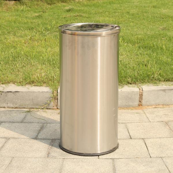 Hotel High-end Circle Brushed Surface Open Top Hotel Trash Can Recycling Bin Waste Bin with Stainless Steel Ashtray