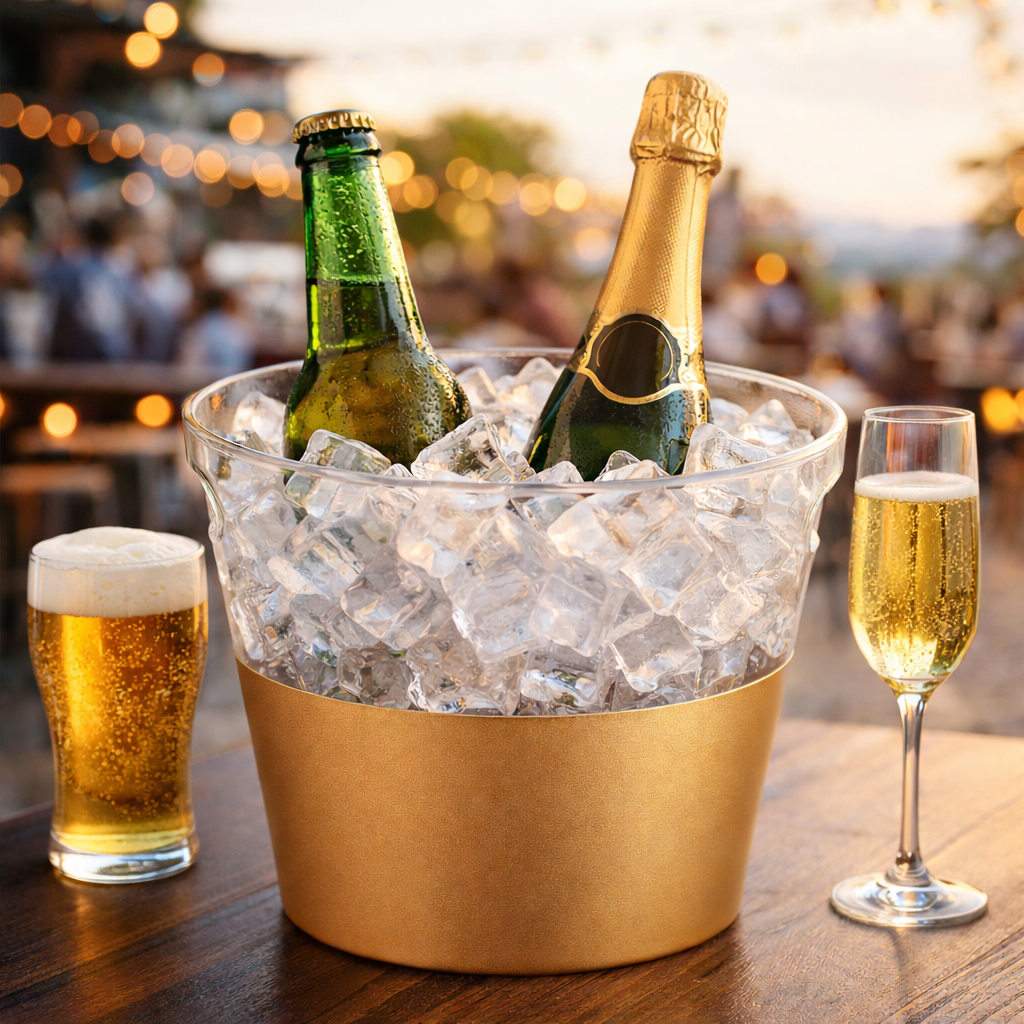 3L Capacity Clear Acrylic Ice Bucket With Detachable Metal Base For Parties Bars