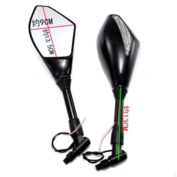Black Motorcycle Integrated Turn Signals LED Side Mirrors for Replace/Repair Purpose