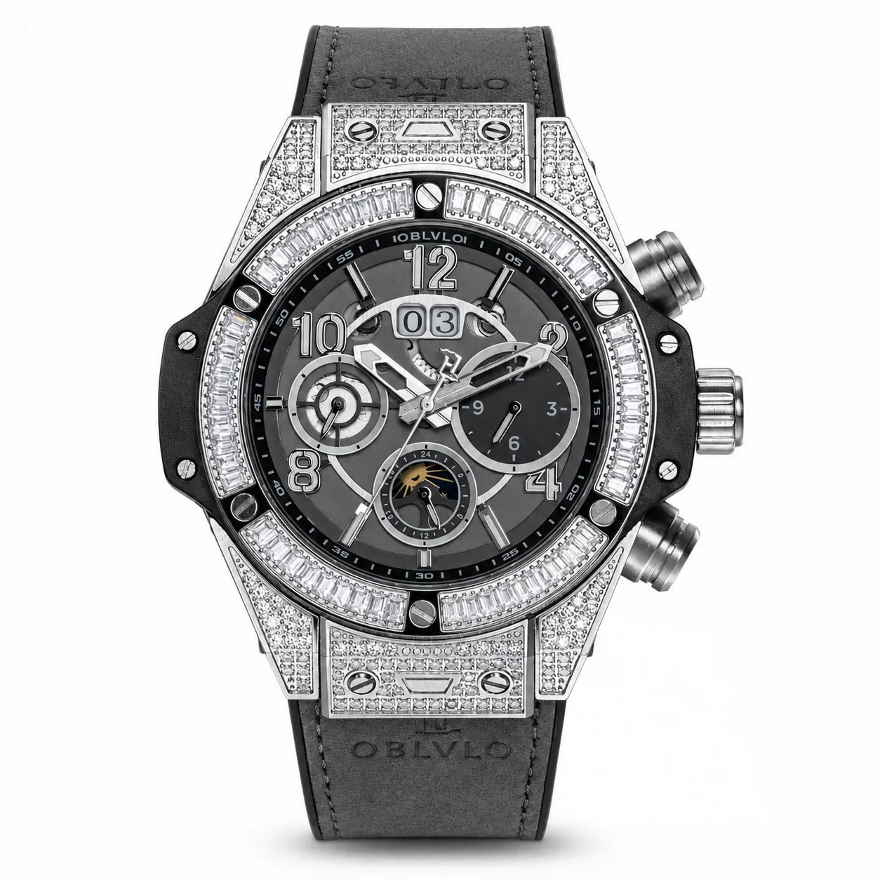 OBLVLO Men's Multi-Function Automatic Mechanical Watch, Large Dial Luxury Wristwatch, Custom Logo OEM Available