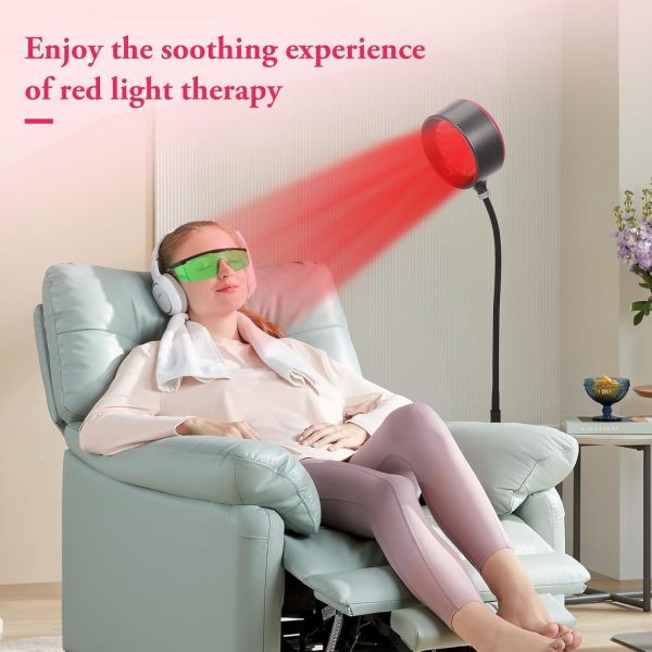 Dimmable Infrared Heat Lamp with 660nm and 850nm Red Light Therapy for Skin Care and Remote Control