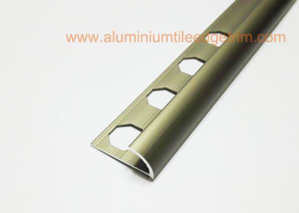 Smooth Aluminium Tile Edge Trim , Protection Metal Edging Strip Matt Bronze Half Round