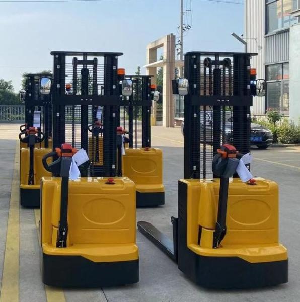 1500kg 3000mm Full Electric Walkie Stacker With Reverse Rearview Mirror And Buzzing Sound