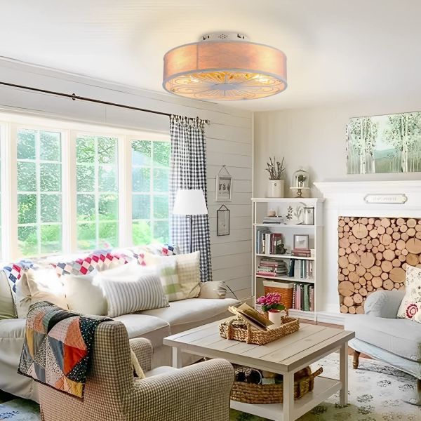 Indoor Remote Control 6-Speed living room 19 Inch Fabric Craft Ceiling Fan With Light (WH-CLL-60)