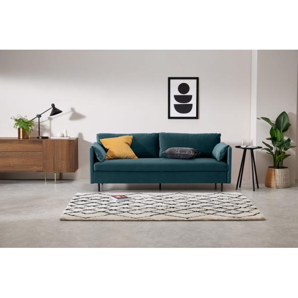 Blue Velvet High Density Foam Upholstery Hotel Sofa Bed Extend Space