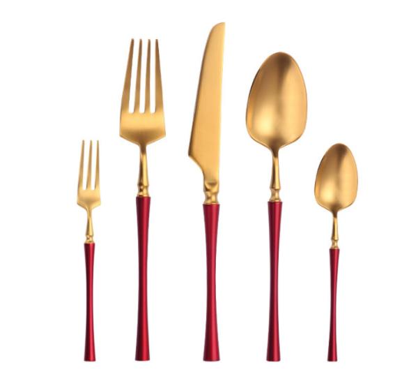 New Forged Heavy Cutlery Set Stainless Steel Flatware China Red Color NC021