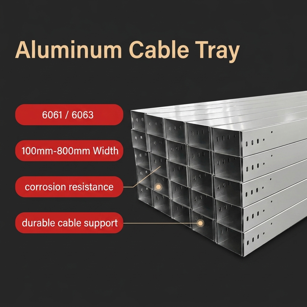 6061 Or 6063 Industrial 12 Aluminum Cable Tray 100mm-800mm Width