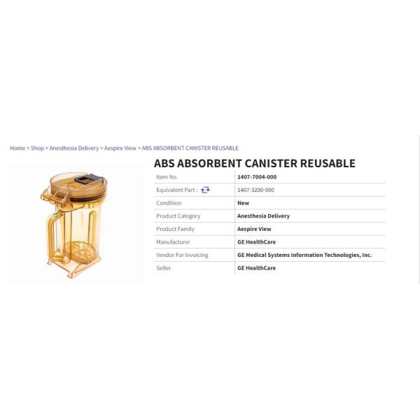 GE Reusable Absorbent Canister With Handle Transparent Material 1407-7004-000