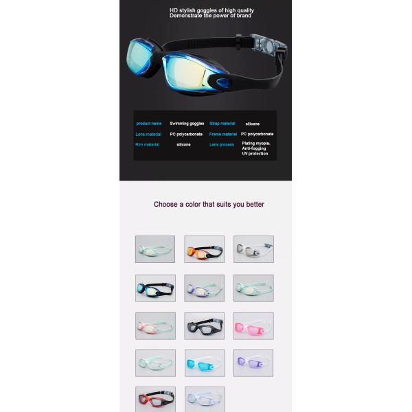 Underwater Sport Adult Swimming Goggles Customized Logo Anti Foggy
