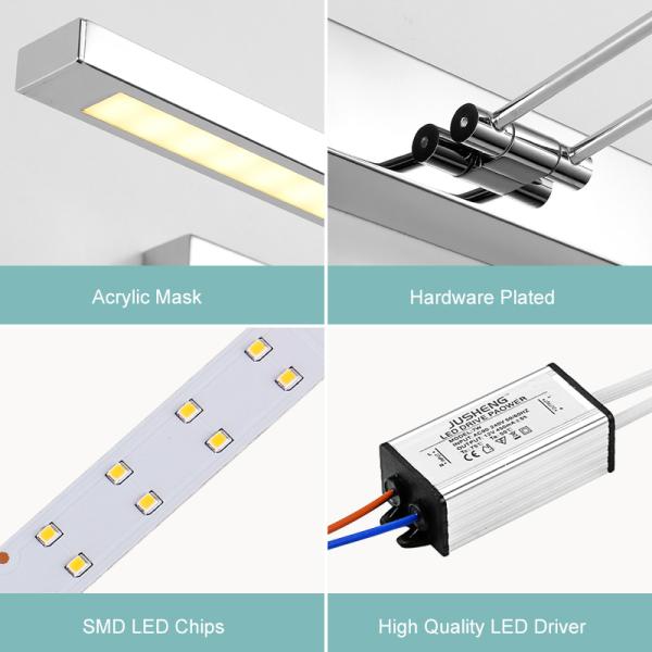 Mirror light led bathroom wall lamp mirror glass waterproof anti-fog brief modern stainless steel cabinet led light(WH-M