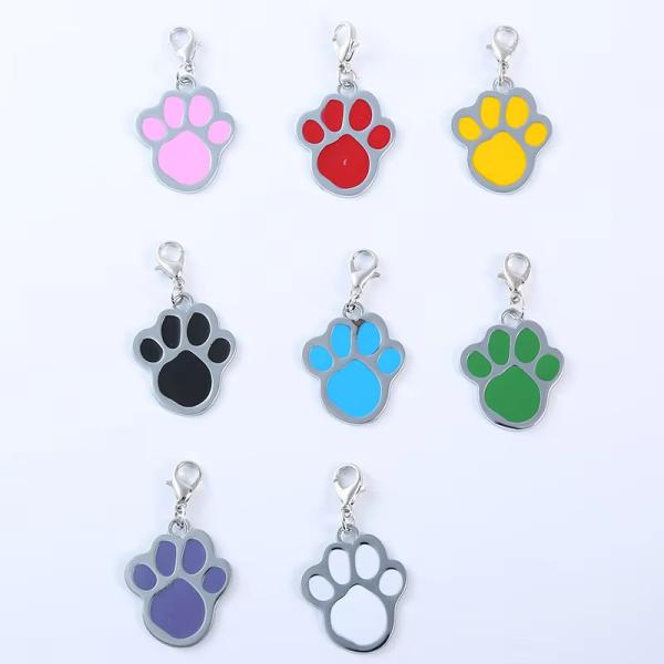 Stainless Steel Pet Tag Paw Shape Dog Identity Tags Collar Accessory Pendant