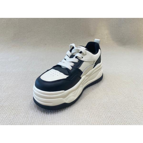 Black White Women'S High Top Sneakers Genuine Leather Breathable Mesh