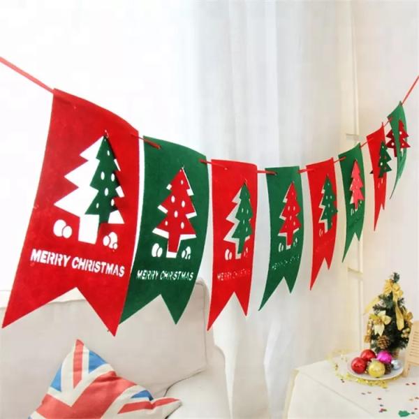 Felt Custom Christmas Flags Hanging Atmosphere Festival Decoration