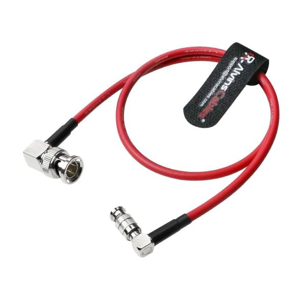 アルヴィンのケーブル マイクロBNCからBNCケーブル 12G-SDI 高速4K UHDビデオ共軸ケーブル 75オム ブラックマジックビデオアシストのための超薄型 5インチモニター,赤,右角 50CM