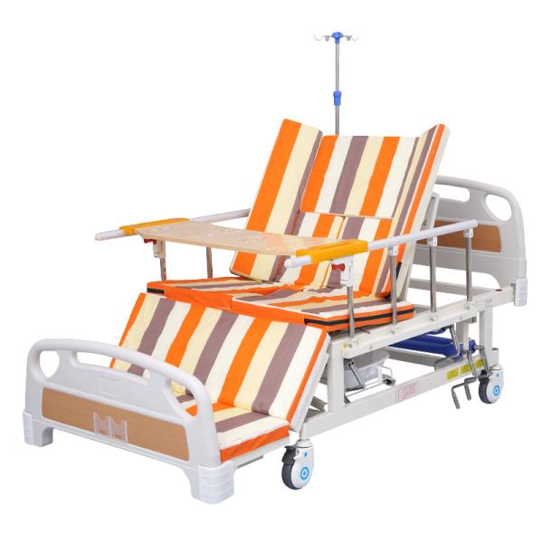 Cheap 5 function manual adjustable elderly home nursing medical hospital bed with toilet