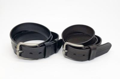 correia de couro ocasional dos homens genuínos da largura de 3.8cm com linhas gravadas 248g