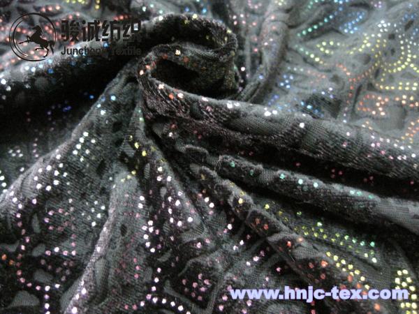 China sell gold print burnout 3D polyester micro velvet fabric for apparel fabric