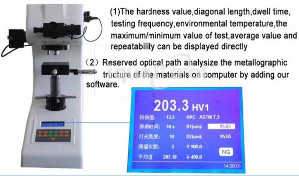 appareil de contrôle micro de dureté de Vickers du microscope 10X AC220V 50Hz avec la conversion de dureté