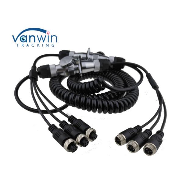 PVC DVR Accessories , 7Pin PU Truck Trailer Rear View Camera Cable with 3CH