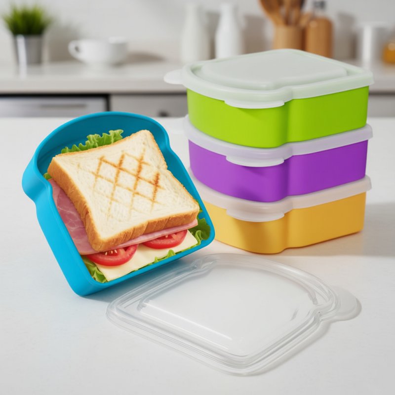 Wholesale Silicone Sandwich Lunch Box Food Grade Leakproof BPA Free Lunch Container for Work School