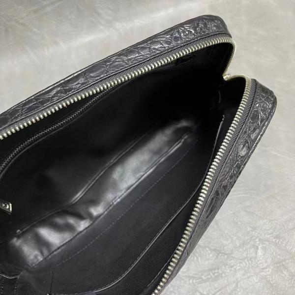 Authentic Real Crocodile Belly Skin Zipper Closure Male Clutch Purse Genuine Exotic Alligator Leather Men Wristlets Bag