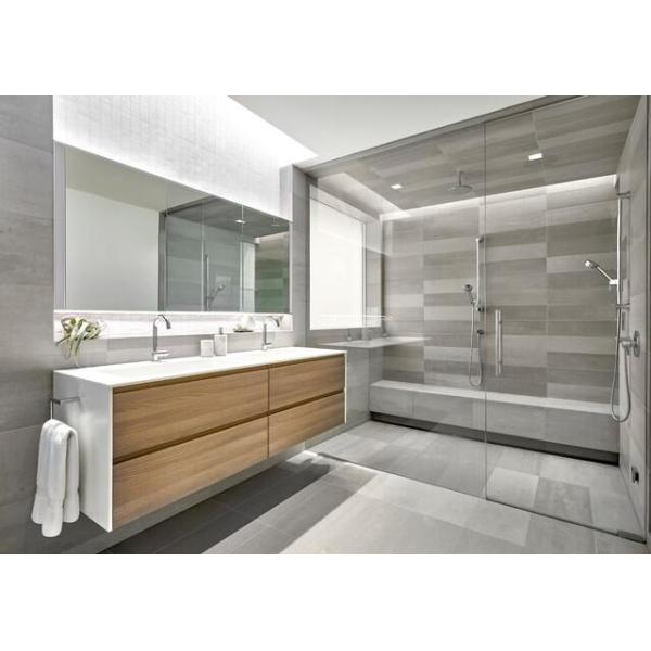 Metal Frame Wall Mounted Bathroom Cabinet Vanity Set with Double Sink and Silver Mirror