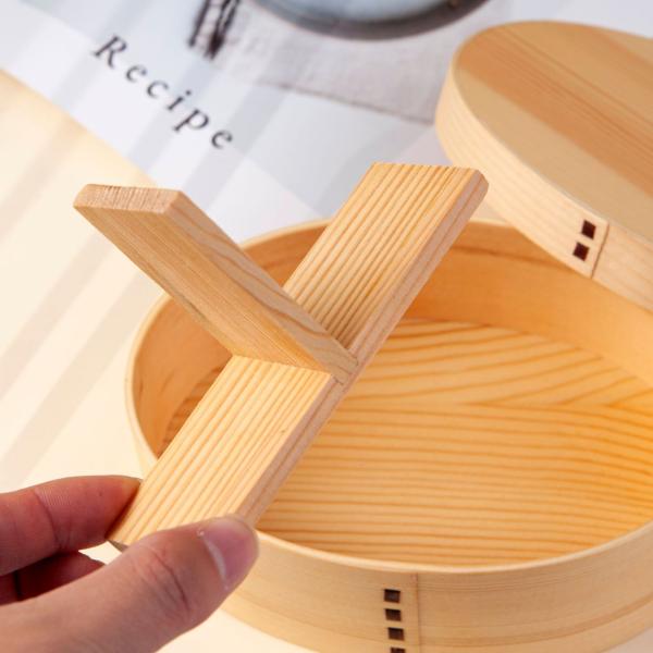Boîte de repas Bento japonaise avec diviseur Boîte de déjeuner Bento en bois pour pique-nique Bureau Randonnée Camping
