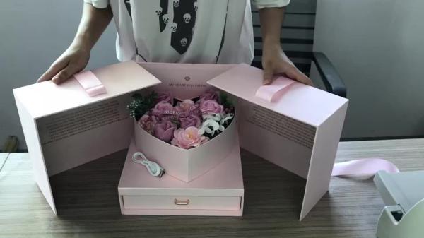 BIRTHDAY SET LUXE HEART SHAPE INVIT ROSE FLOWER JEWELRI WHOLESALE BROCHURE SCREEN LCD VIDEO GIFT BOX