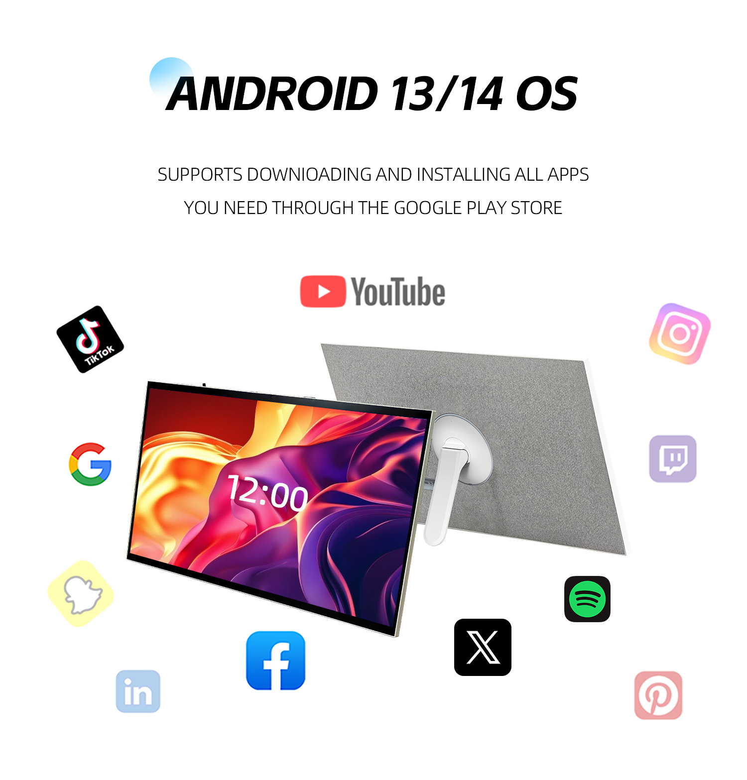 VETO Wholesale 27 Inches Detachable Digital Tv Tablet with Built-in 13MP Camera  Wireless Rolling Smart Tv