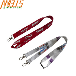 High Density Logo Printed Lanyard Red White Fade Proof Skin Friendly